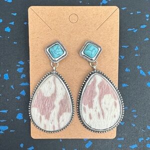 Silver and Pink Teardrop Earrings